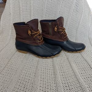 Sperry Waterproof Duck Boots- Brown And Navy Blue